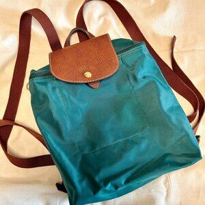 Longchamp Le Pliage green backpack